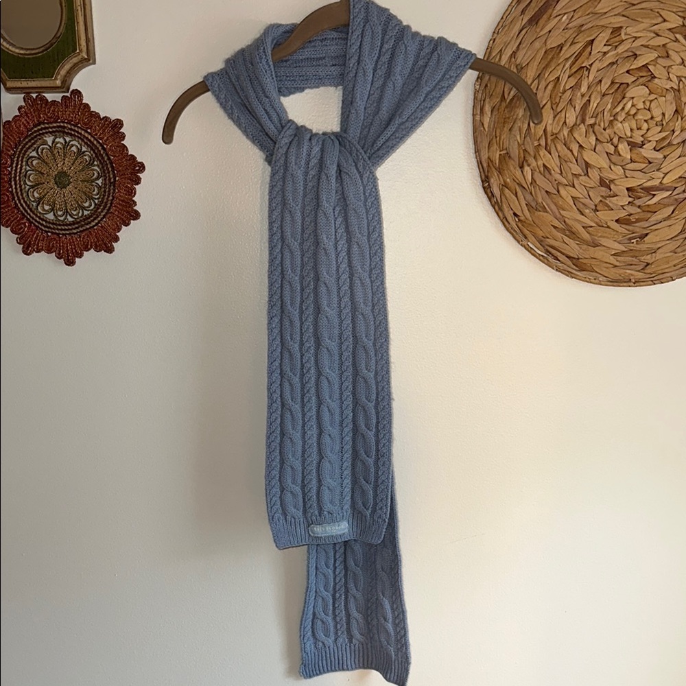 Life is good Cable Knit Blue Scarf